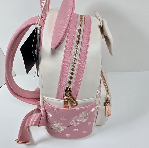 Loungefly Disney Minnie Mouse Cherry Blossom Mini Backpack NWT Ears Bow - Picture 7 of 10